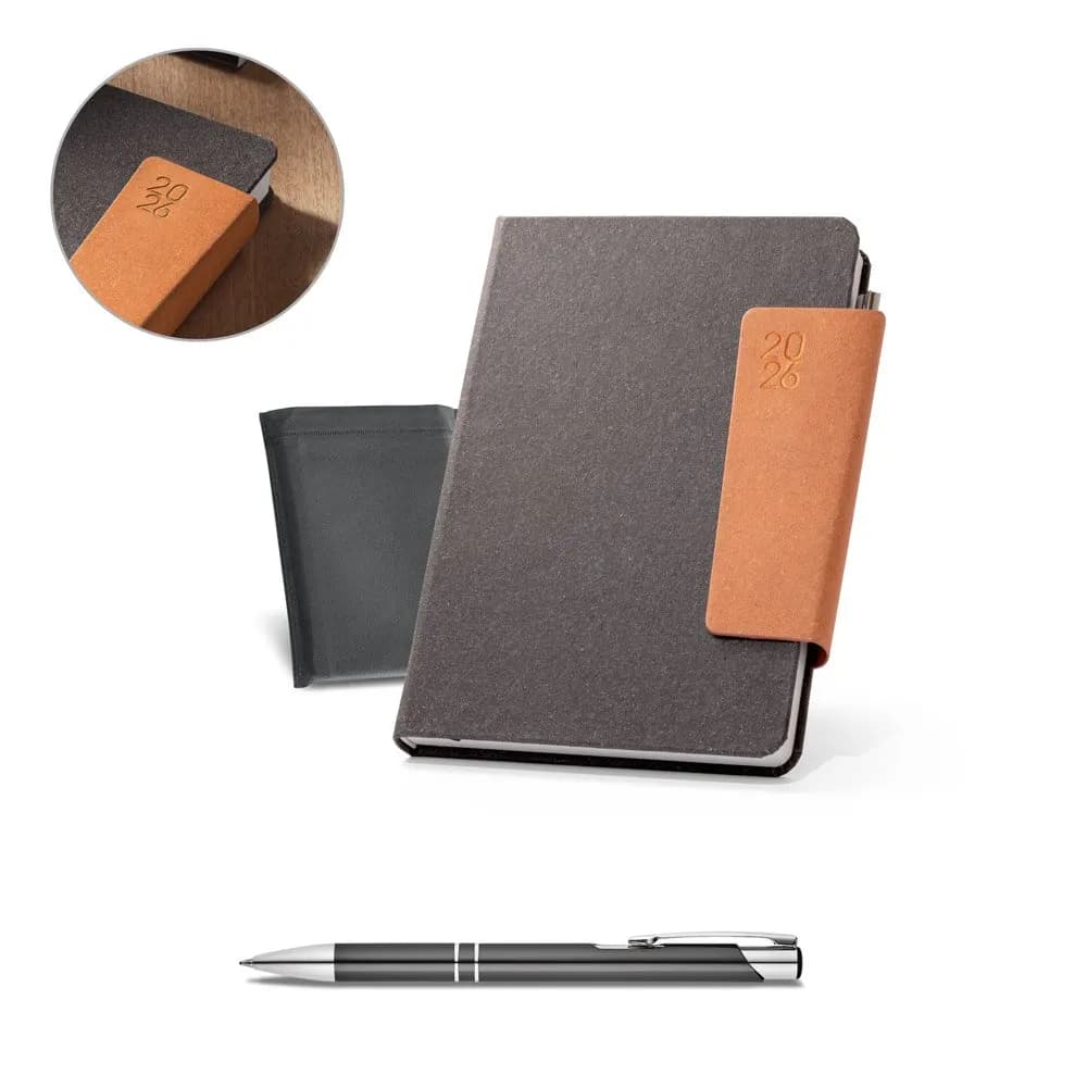 Agenda A5 em pele (58% reciclada)