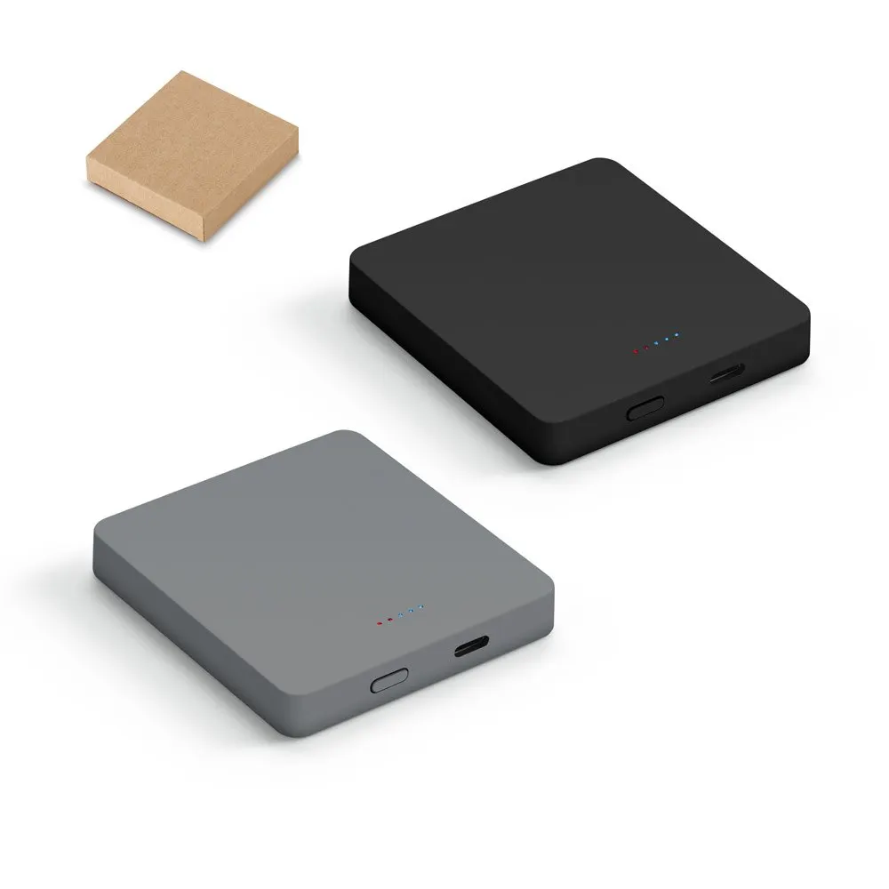 Bateria portátil de carregamento rápido em ABS 100% reciclado com acabamento em mate e capacidade de 5’000 mAh