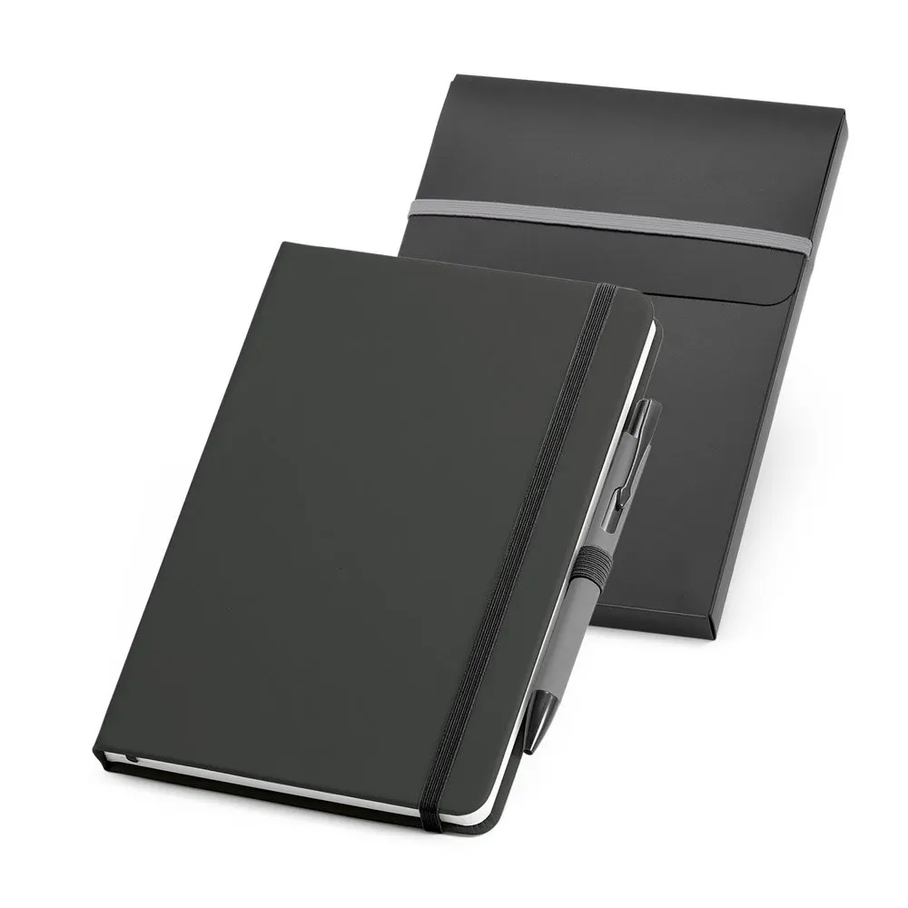 Conjunto de caderno A5 e esferográfica