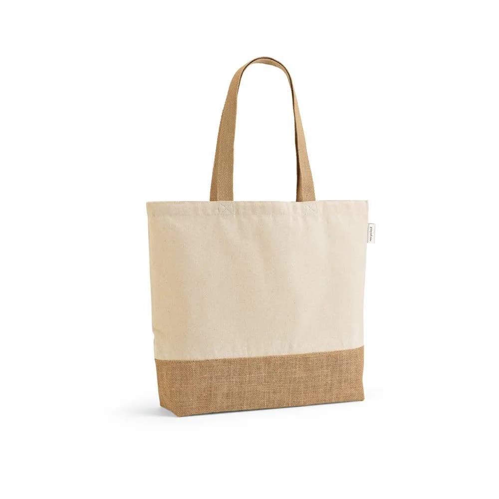 Sacola em 70% algodão reciclado e 30% poliéster reciclado (220 g/m²) com base em juta