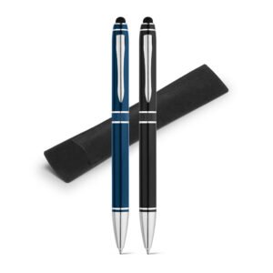 Esferográfica em alumínio com escrita em azul