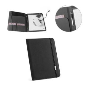 Pasta A4 em poliéster 100% reciclado 300D com caderno com 40 páginas pautadas