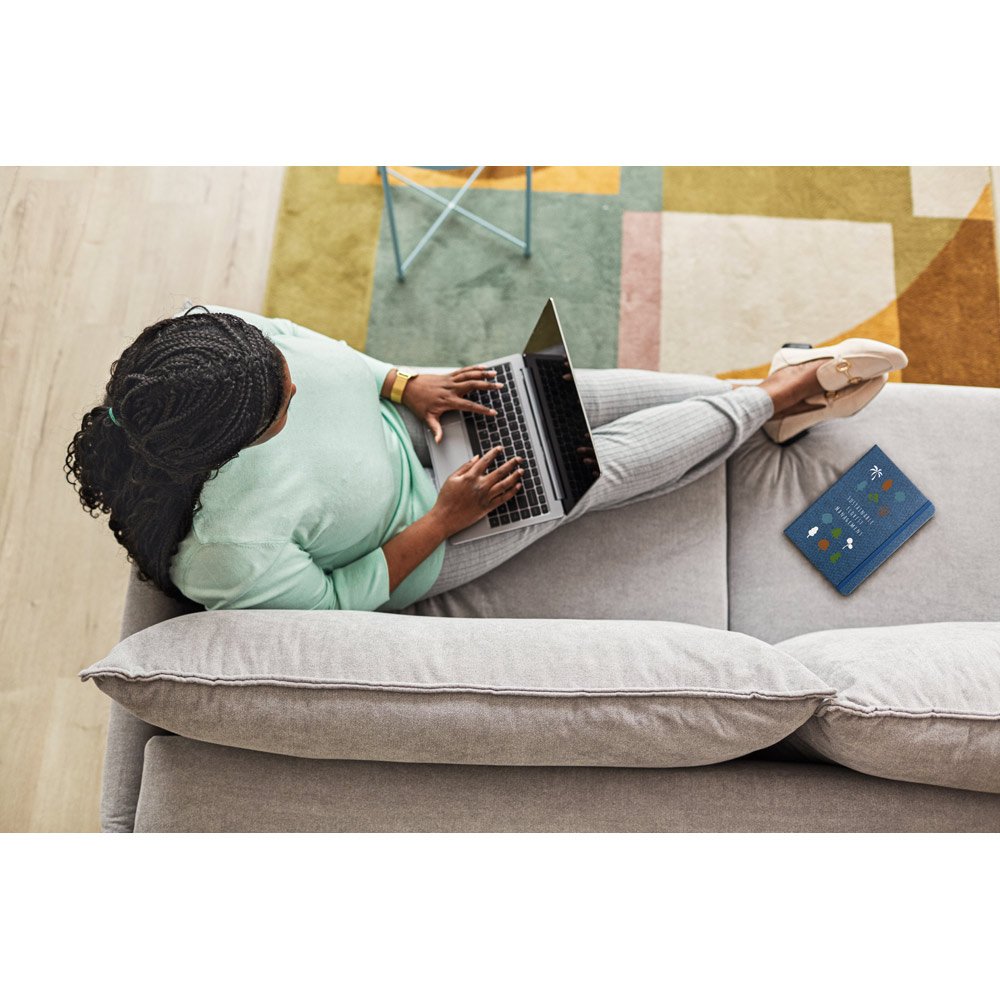 Caderno A5 de capa dura em PET 100% reciclado com 192 páginas pautadas - Imagem 3