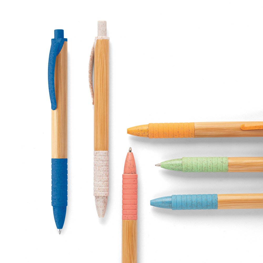 Esferográfica em bambu com clipe