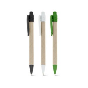 Esferográfica em papel kraft com escrita em azul