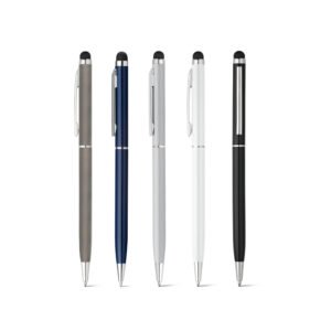 Esferográfica em alumínio com escrita em azul