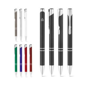 Esferográfica em alumínio 100% reciclado com escrita em azul