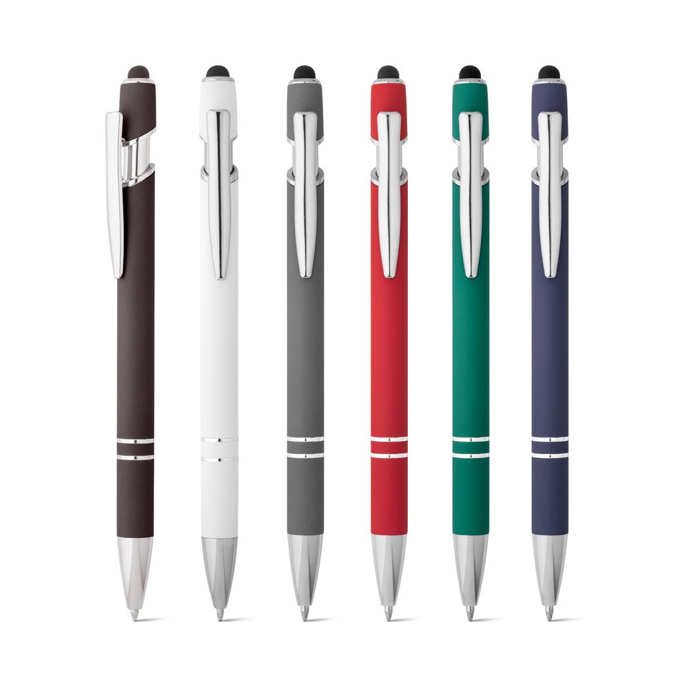 Esferográfica em alumínio com escrita em azul