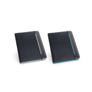 Pasta A4 em c. sintético e 800D com o interior em microfibra e bloco de 40 páginas pautadas