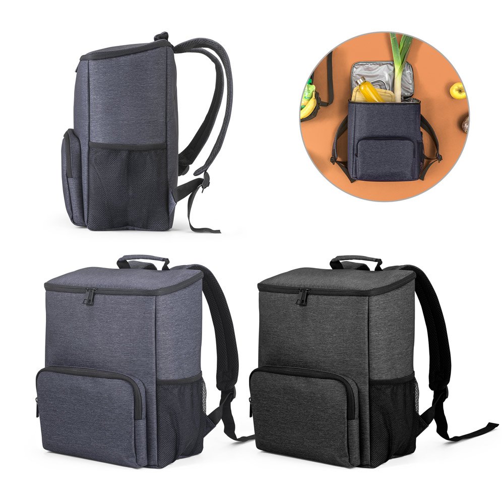 Cooler. Mochila com isolamento térmico em Nylon 2Tone com interior forrado em PEVA 14 L