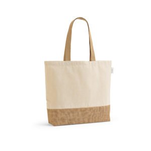 Sacola em 70% algodão reciclado e 30% poliéster reciclado (220 g/m²) com base em juta