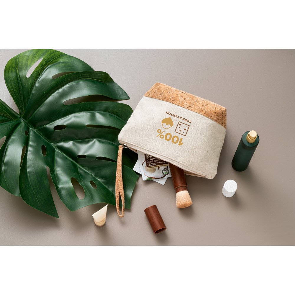 Bolsa de cosméticos em 100% de algodão e cortiça (280 g/m²) - Imagem 3