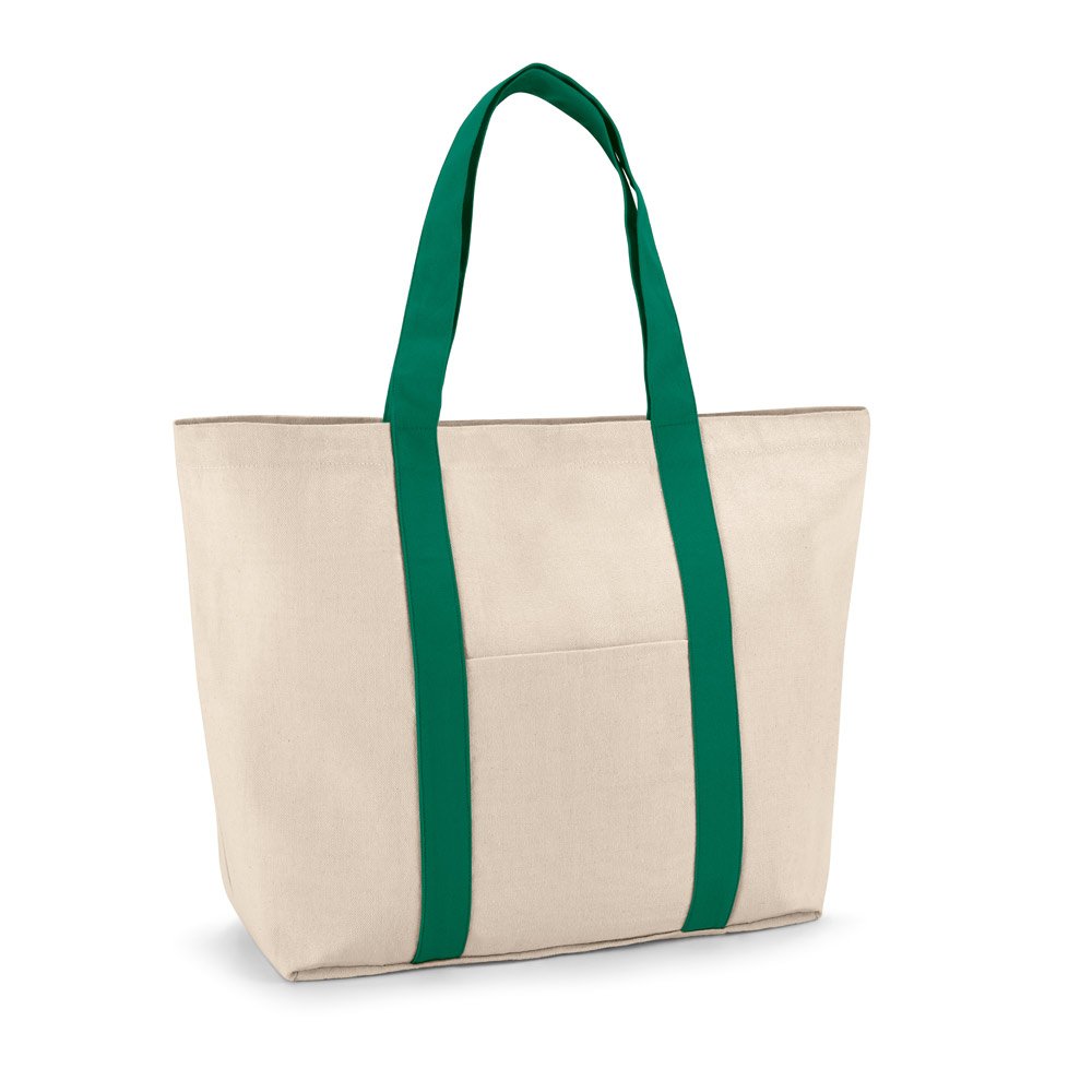 Sacola 100% algodão canvas (280 g/m²) com bolso frontal e bolso interior - Imagem 3