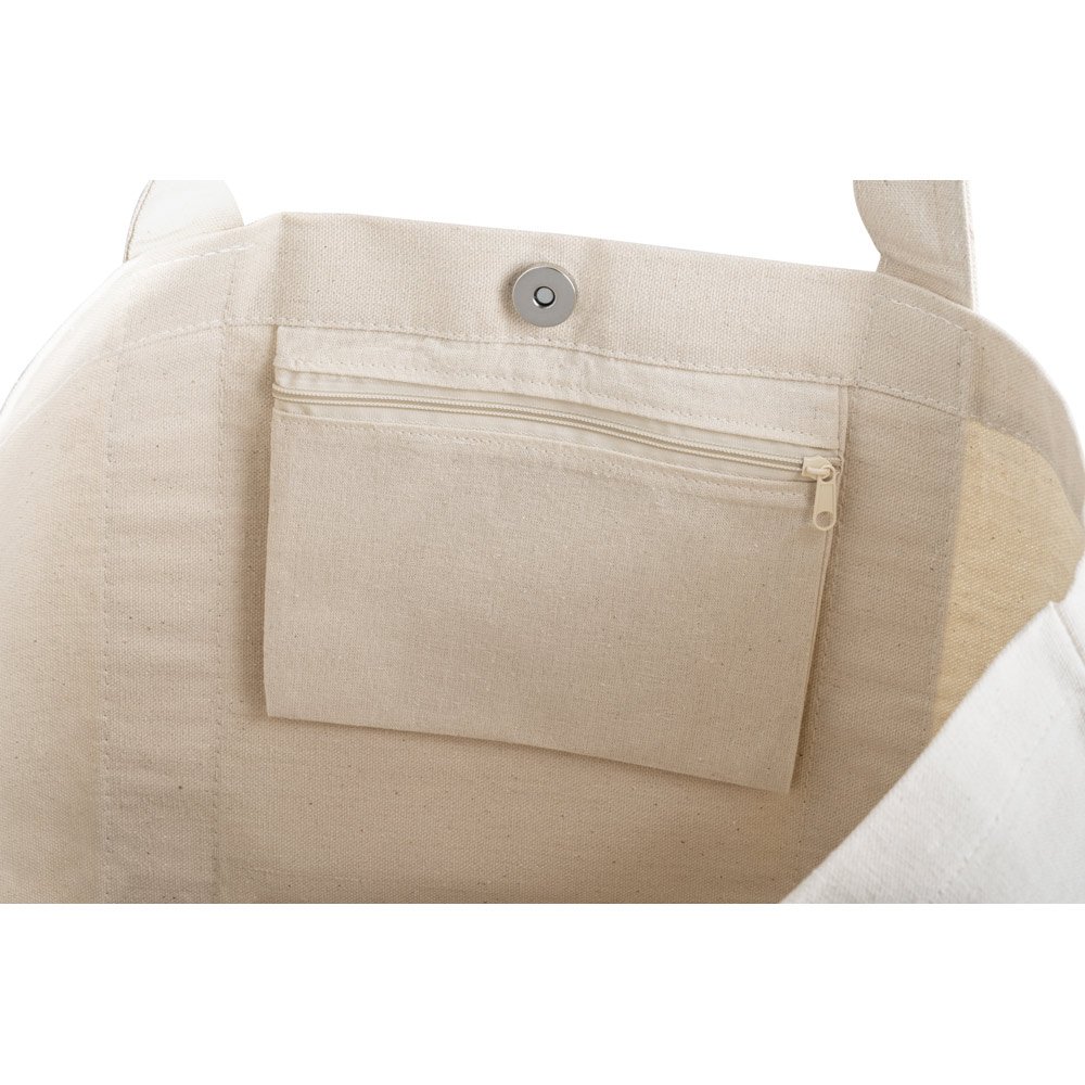 Sacola 100% algodão canvas (280 g/m²) com bolso frontal e bolso interior - Imagem 5