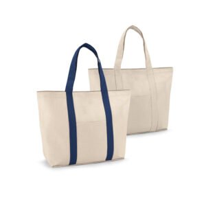 Sacola 100% algodão canvas (280 g/m²) com bolso frontal e bolso interior