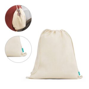 Sacola tipo mochila em algodão orgânico (120 g/m²)