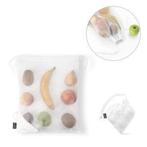 Sacola dobrável 100% rPET com bolso em 100% poliéster reciclado 190T