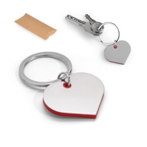 Chaveiro coração em metal e ABS