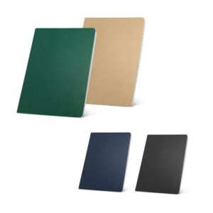 Caderno A5 de capa flexível em cartão kraft reciclado com 80 páginas pautadas recicladas