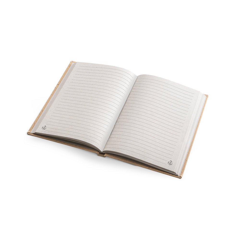 Caderno A5 em casca de coco (60%) e trapos de algodão (40%) com folhas pautadas, com 160 páginas pautadas recicldas - Imagem 5