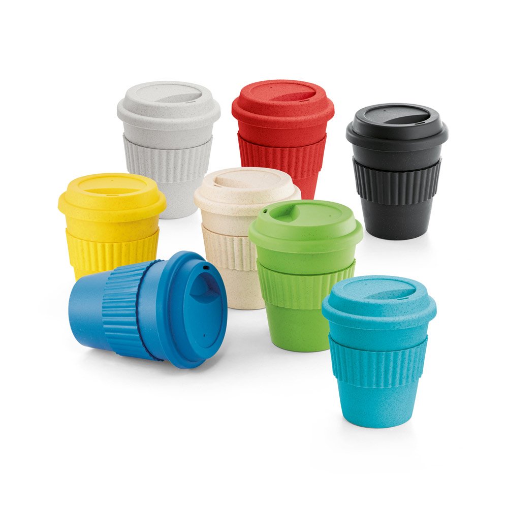 Copo de viagem em fibra de bambu (60%) e PP (40%)