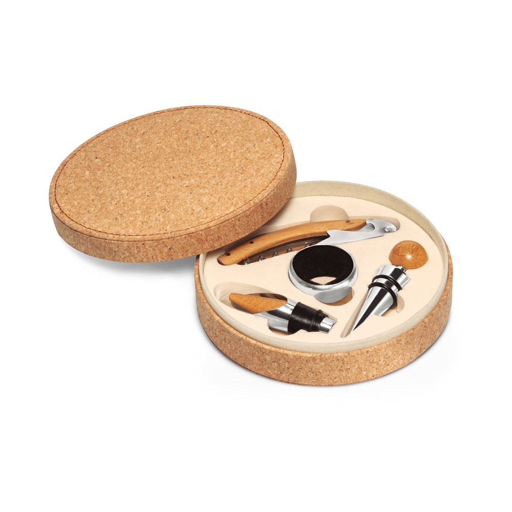 Conjunto para vinho com 4 peças em madeira e metal - Imagem 4