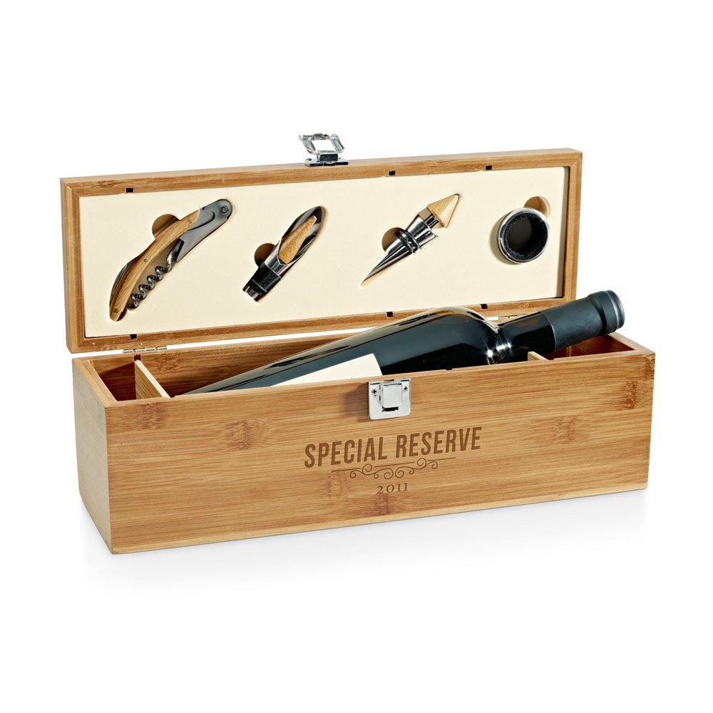 Conjunto para vinho em bambu e zinco - Imagem 2