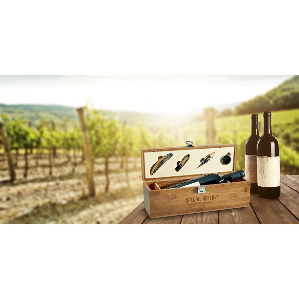 Conjunto para vinho em bambu e zinco - Imagem 3