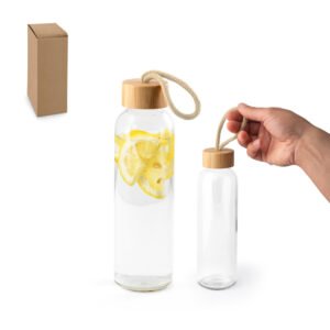 Squeeze para sublimação em vidro, com tampa em bambu 500 mL