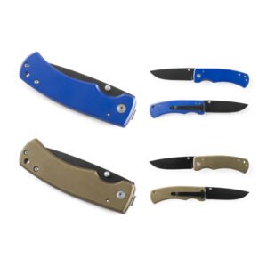 Canivete em aço inox e metal com fecho de segurança