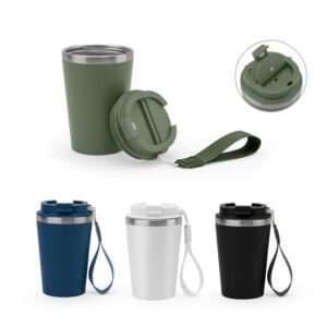 Copo de viagem em aço inox 90% reciclado com parede dupla e acabamento em mate 460 mL