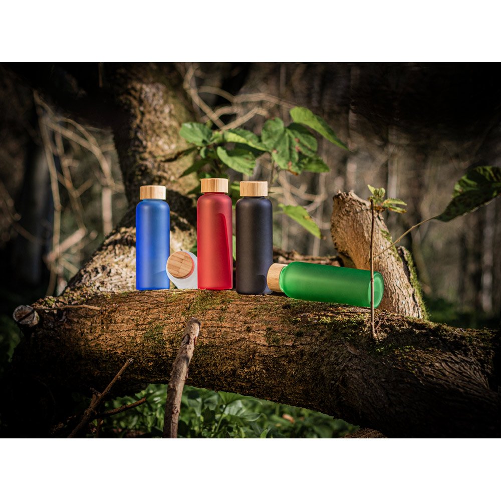 Squeeze de vidro borossilicato fosco com tampa em bambu 500 mL - Imagem 4