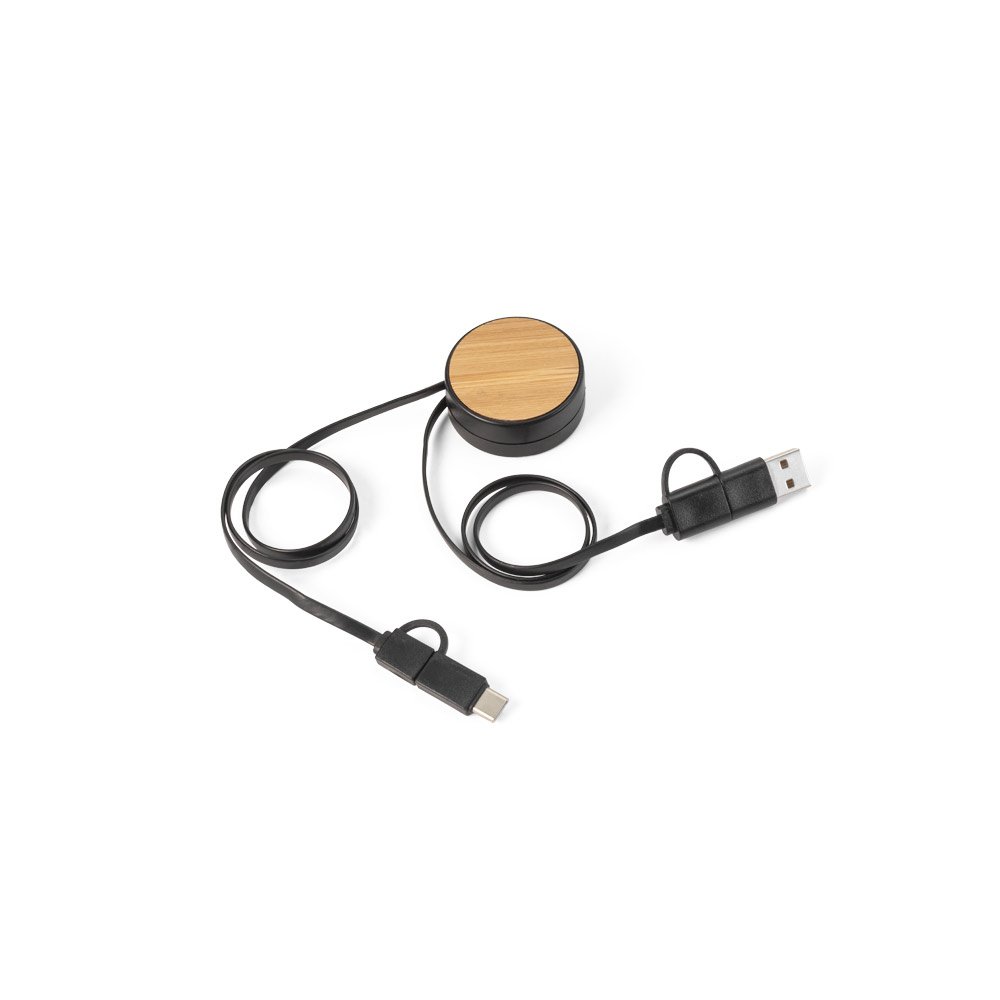 Cabo retrátil 5 em 1 em ABS e bambu - Imagem 2