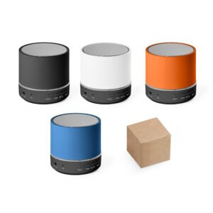 Caixa de som portátil em ABS 100% reciclado com microfone e autonomia de 4h30